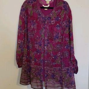Fuschia print blouse with matching cami.